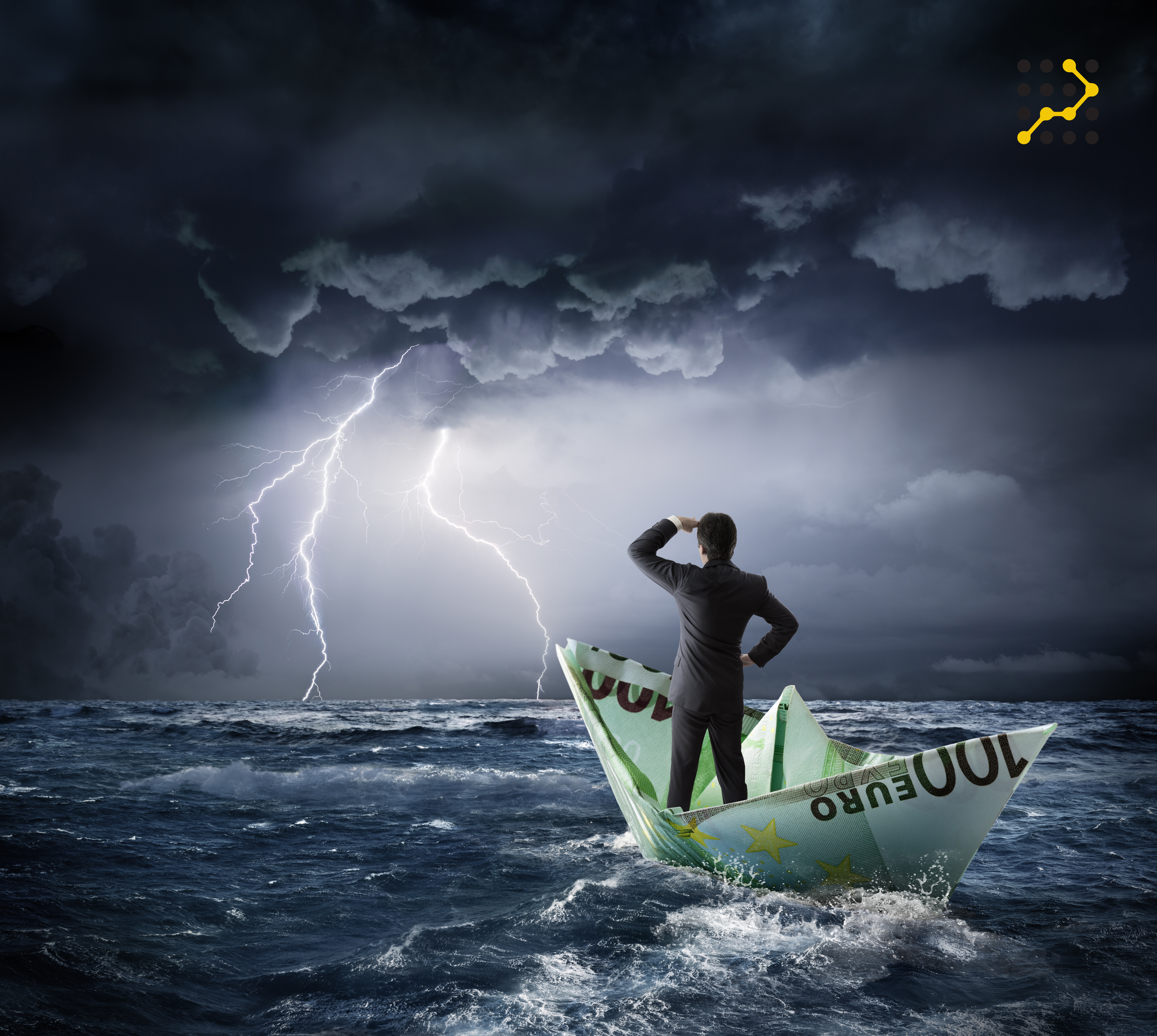 Euro boat in the crisis - investment risk concept